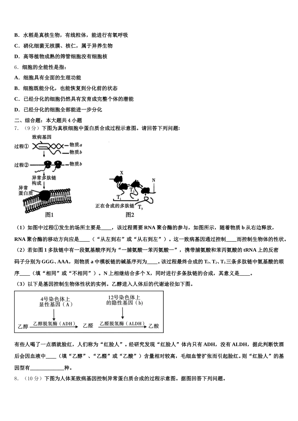 四川省成都石室天府2025年高一下生物期末复习检测模拟试题含解析_第2页