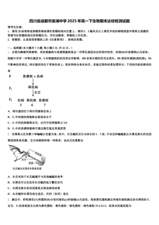 四川省成都市棠湖中学2025年高一下生物期末达标检测试题含解析