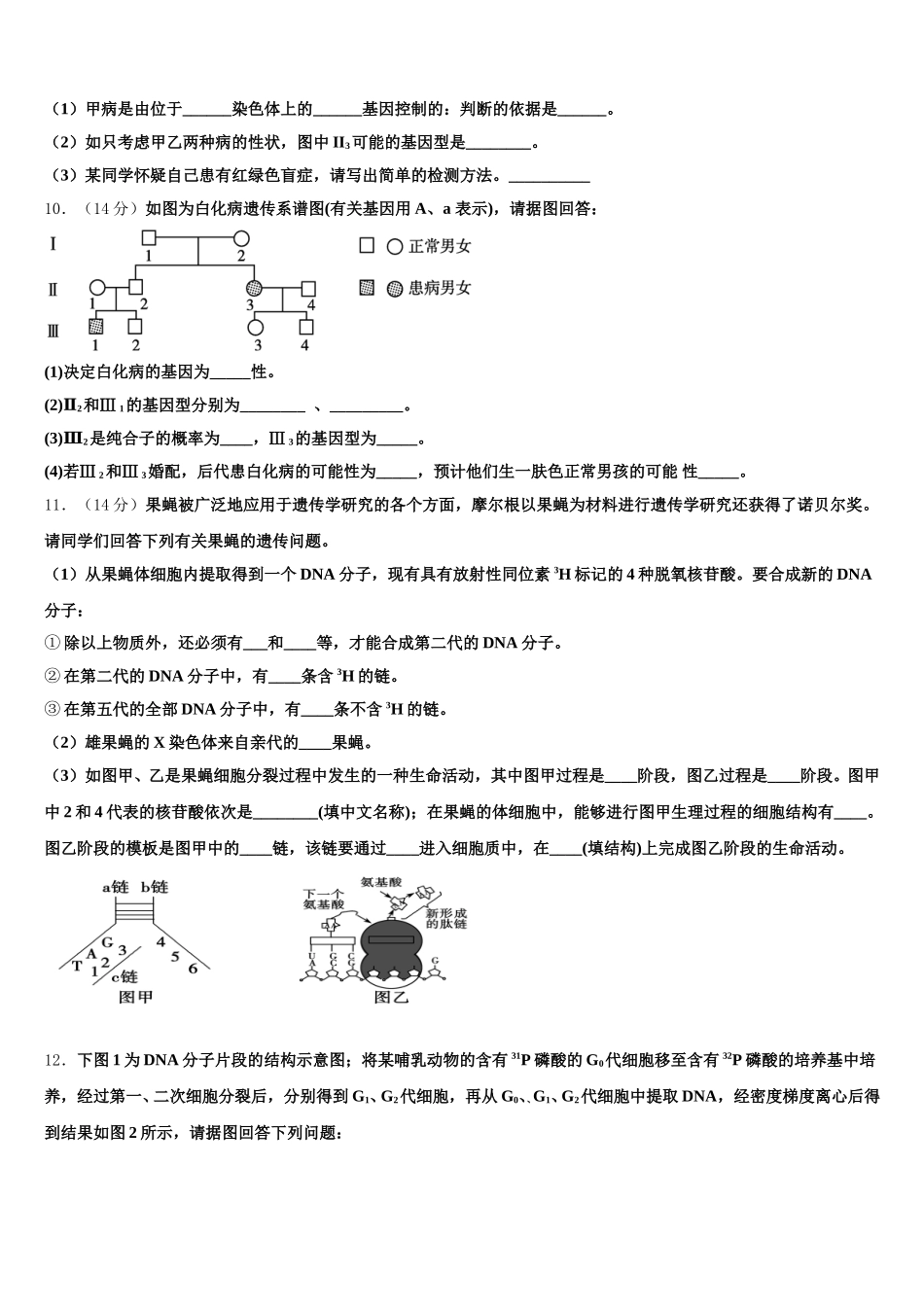 四川省眉山市仁寿第一中学校南校区2024-2025学年高一下生物期末监测试题含解析_第3页