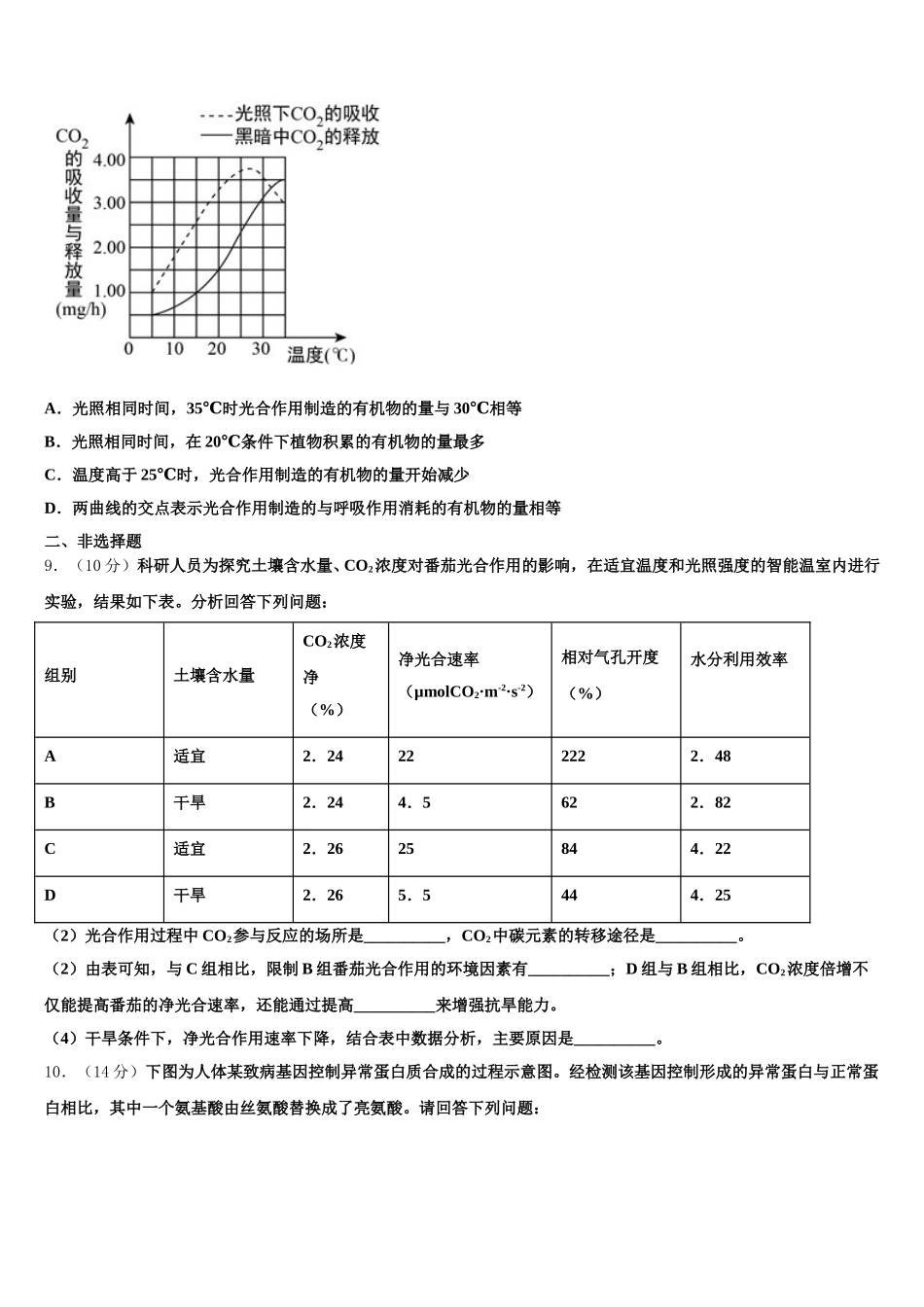 2024-2025学年四川省泸县第五中学生物高一下期末调研模拟试题含解析_第3页