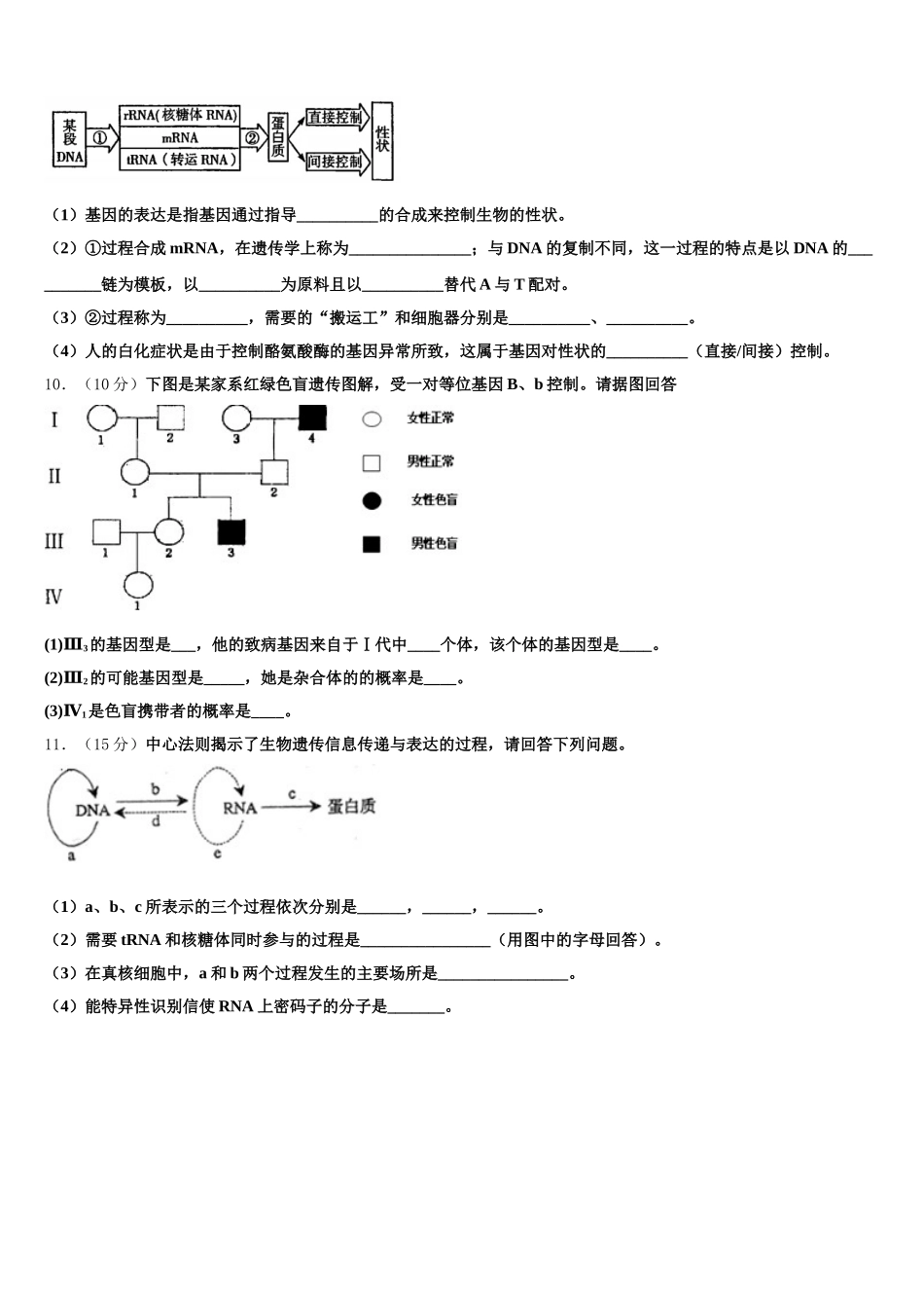 2025届四川省阆中市阆中中学新区生物高一下期末质量检测模拟试题含解析_第3页
