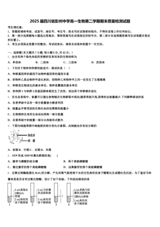 2025届四川省彭州中学高一生物第二学期期末质量检测试题含解析