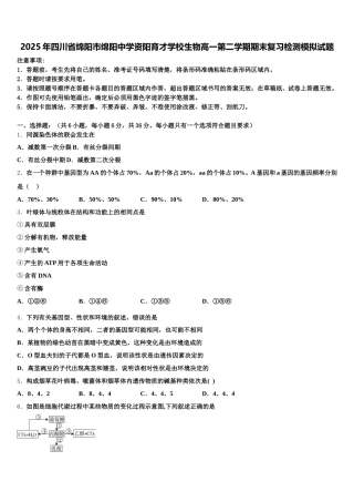 2025年四川省绵阳市绵阳中学资阳育才学校生物高一第二学期期末复习检测模拟试题含解析