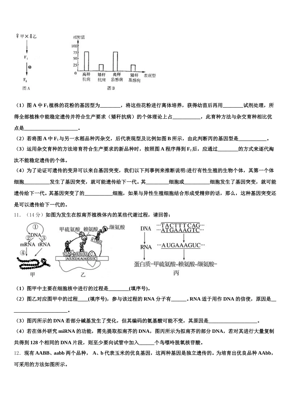 2025届四川省泸县二中生物高一第二学期期末学业质量监测模拟试题含解析_第3页