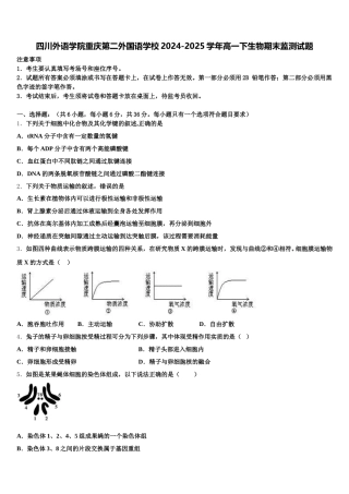 四川外语学院重庆第二外国语学校2024-2025学年高一下生物期末监测试题含解析