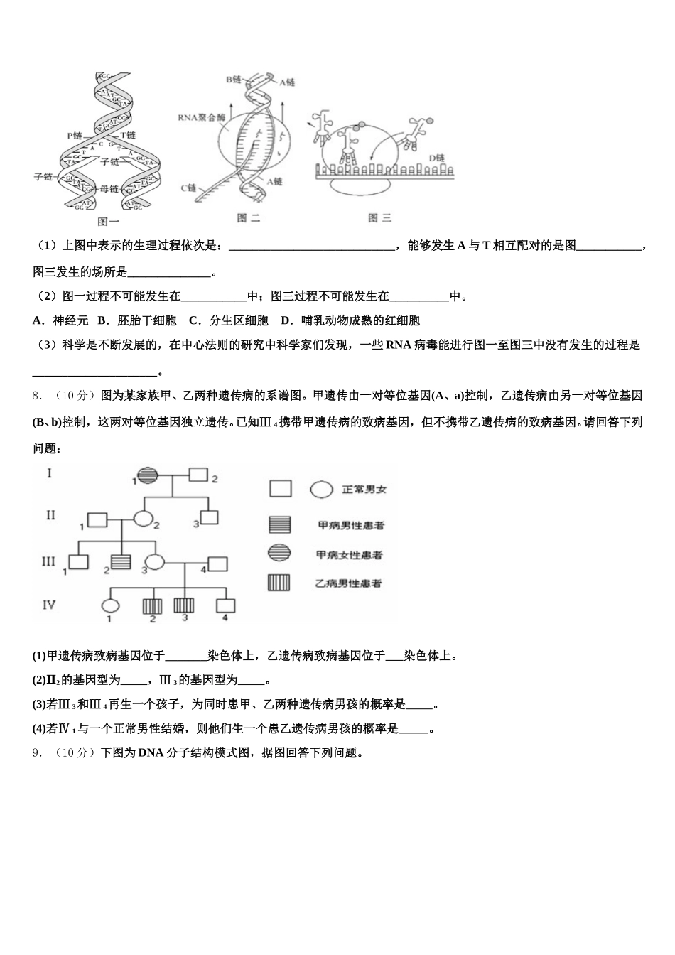 四川省广元市万达中学、八二一中学2025届生物高一下期末考试模拟试题含解析_第2页