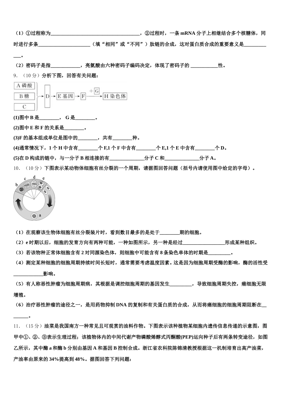 2025届四川省仁寿县第二中学、华兴中学生物高一下期末联考模拟试题含解析_第3页