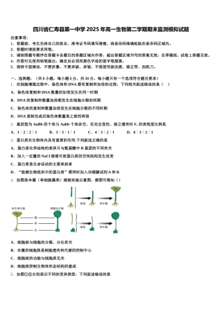 四川省仁寿县第一中学2025年高一生物第二学期期末监测模拟试题含解析