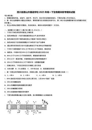 四川省眉山外国语学校2025年高一下生物期末联考模拟试题含解析