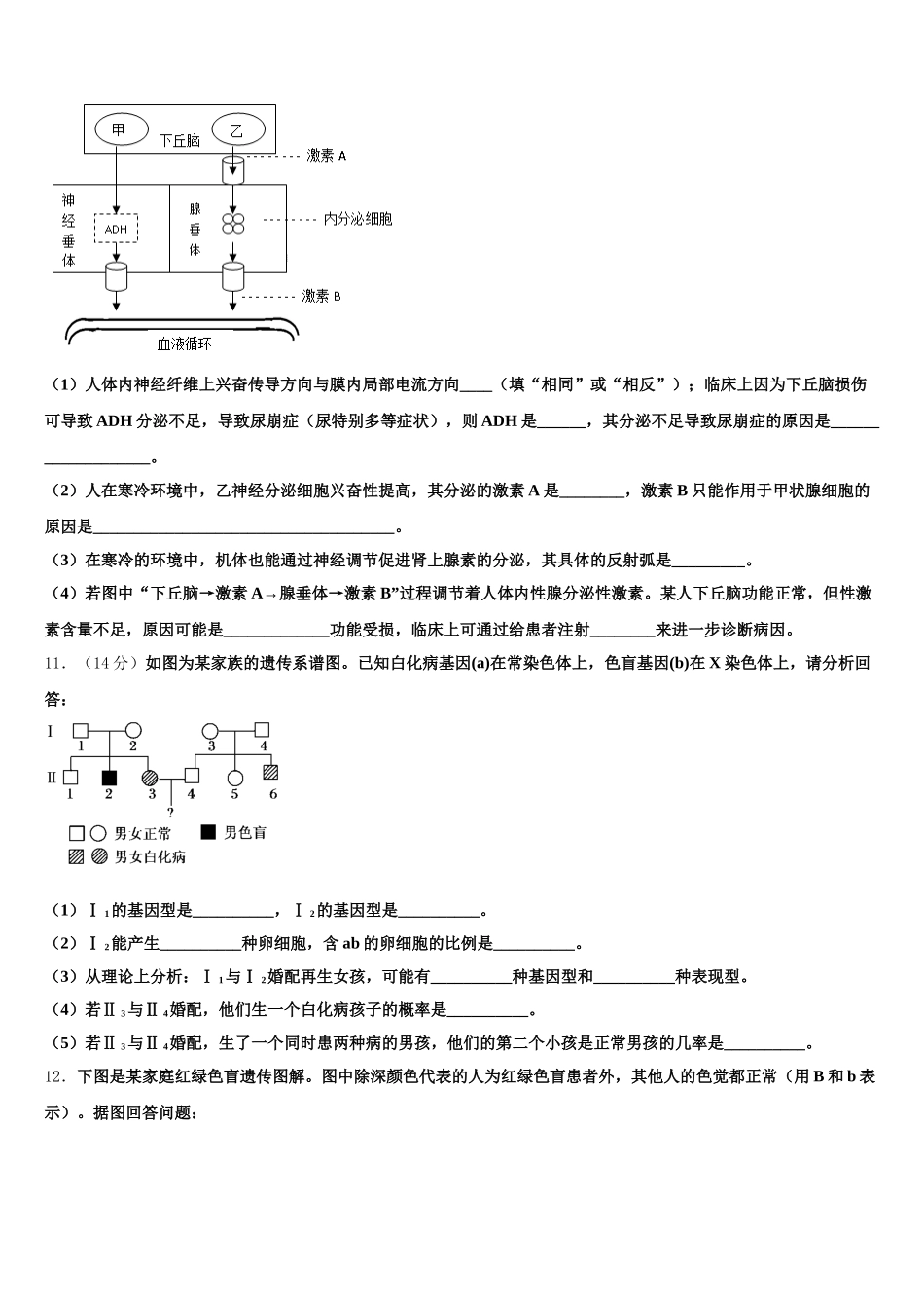 2025年四川省广安市武胜烈面中学生物高一第二学期期末复习检测模拟试题含解析_第3页