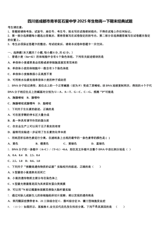 四川省成都市青羊区石室中学2025年生物高一下期末经典试题含解析