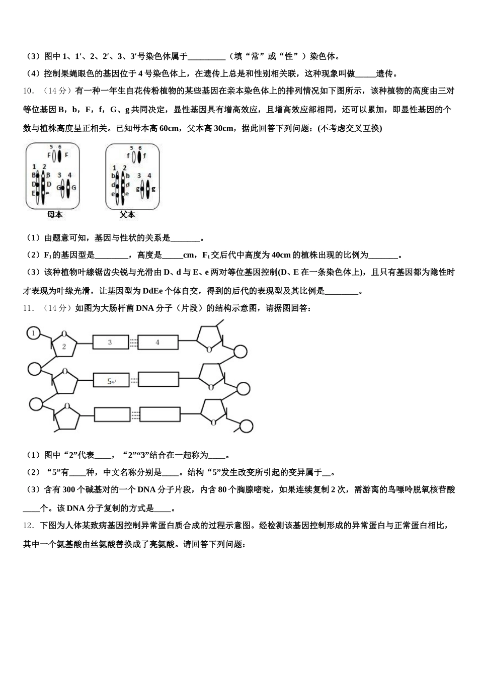 四川省苍溪中学2025届生物高一下期末达标检测试题含解析_第3页