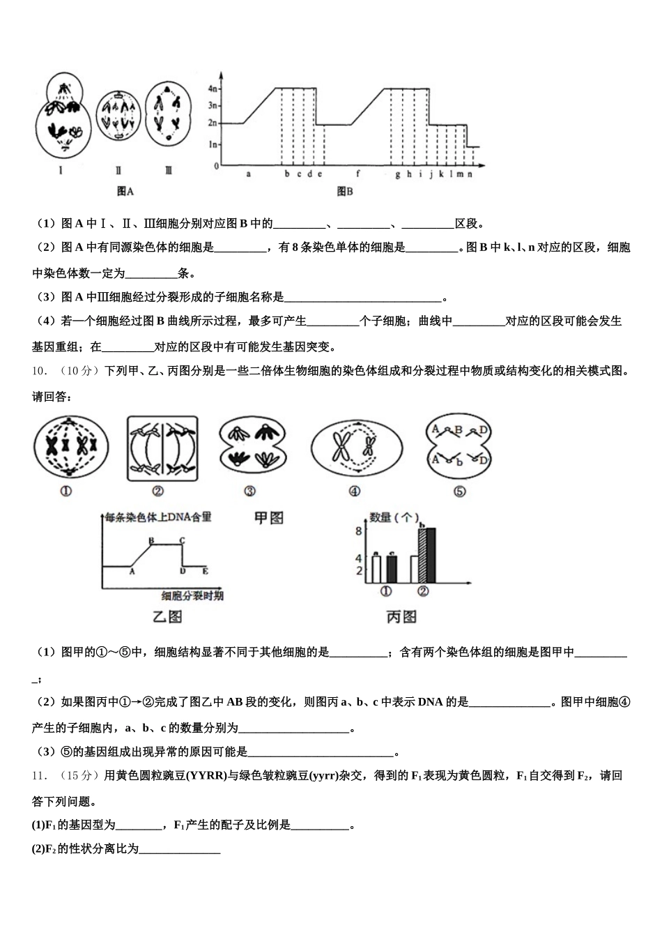 四川省阆中市阆中中学新区2025年生物高一下期末联考模拟试题含解析_第3页