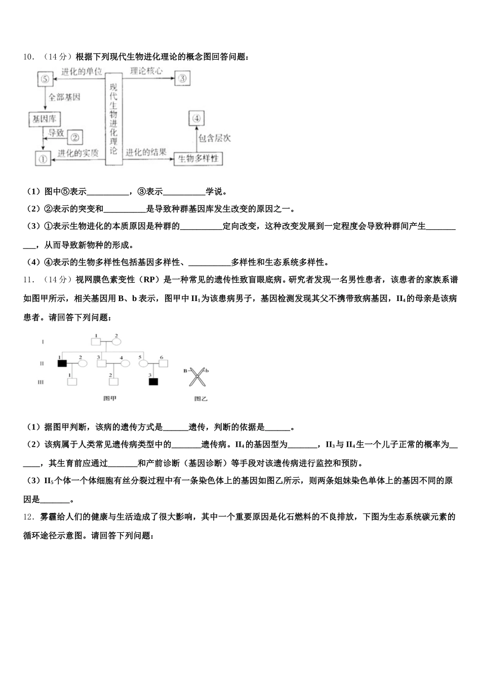 四川省阆中中学新区2024-2025学年高一生物第二学期期末学业质量监测模拟试题含解析_第3页