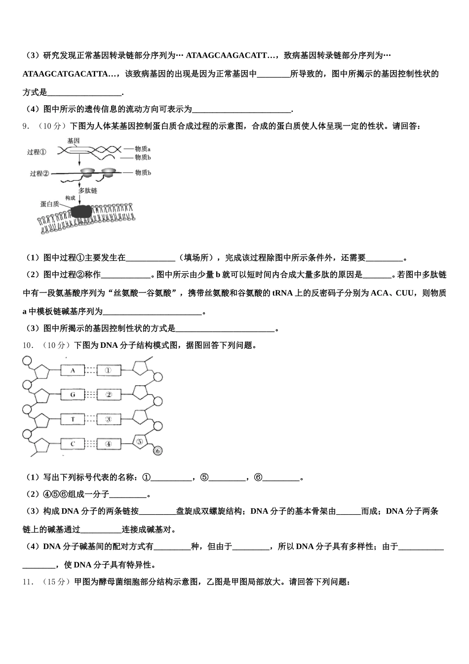 四川凉山州2024-2025学年高一下生物期末检测试题含解析_第3页