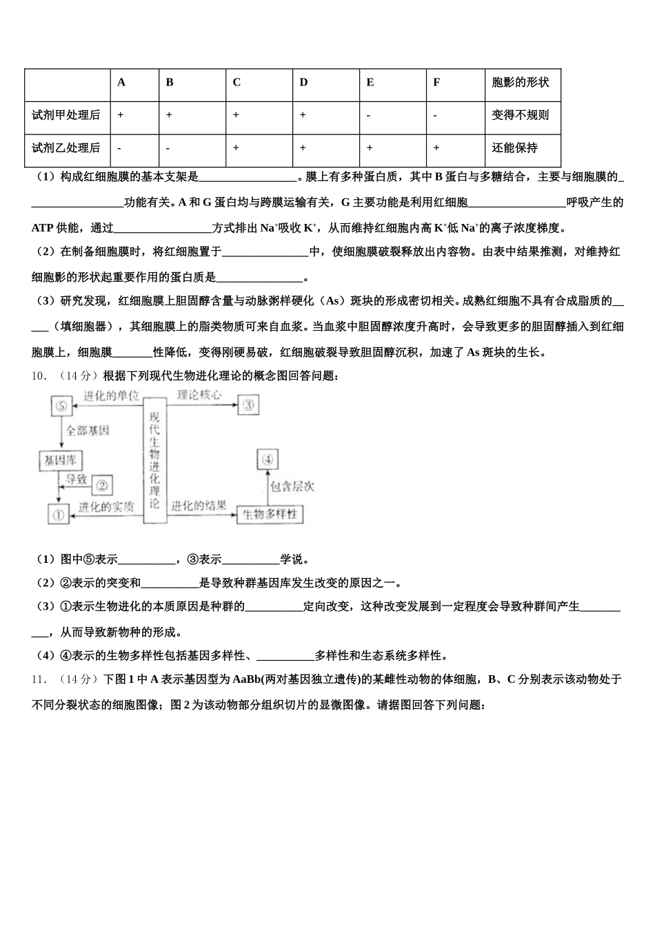 2025届四川省自贡市富顺县二中生物高一第二学期期末复习检测模拟试题含解析_第3页