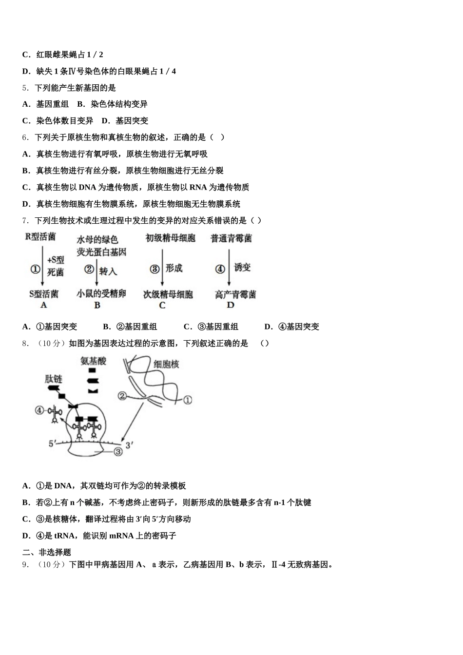 2025年四川省仁寿县文宫中学生物高一第二学期期末复习检测试题含解析_第2页