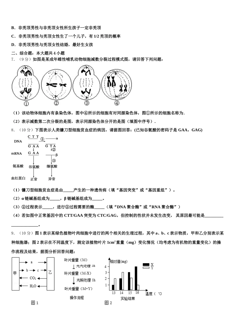 四川省南充市高坪区白塔中学2024-2025学年高一生物第二学期期末复习检测模拟试题含解析_第3页