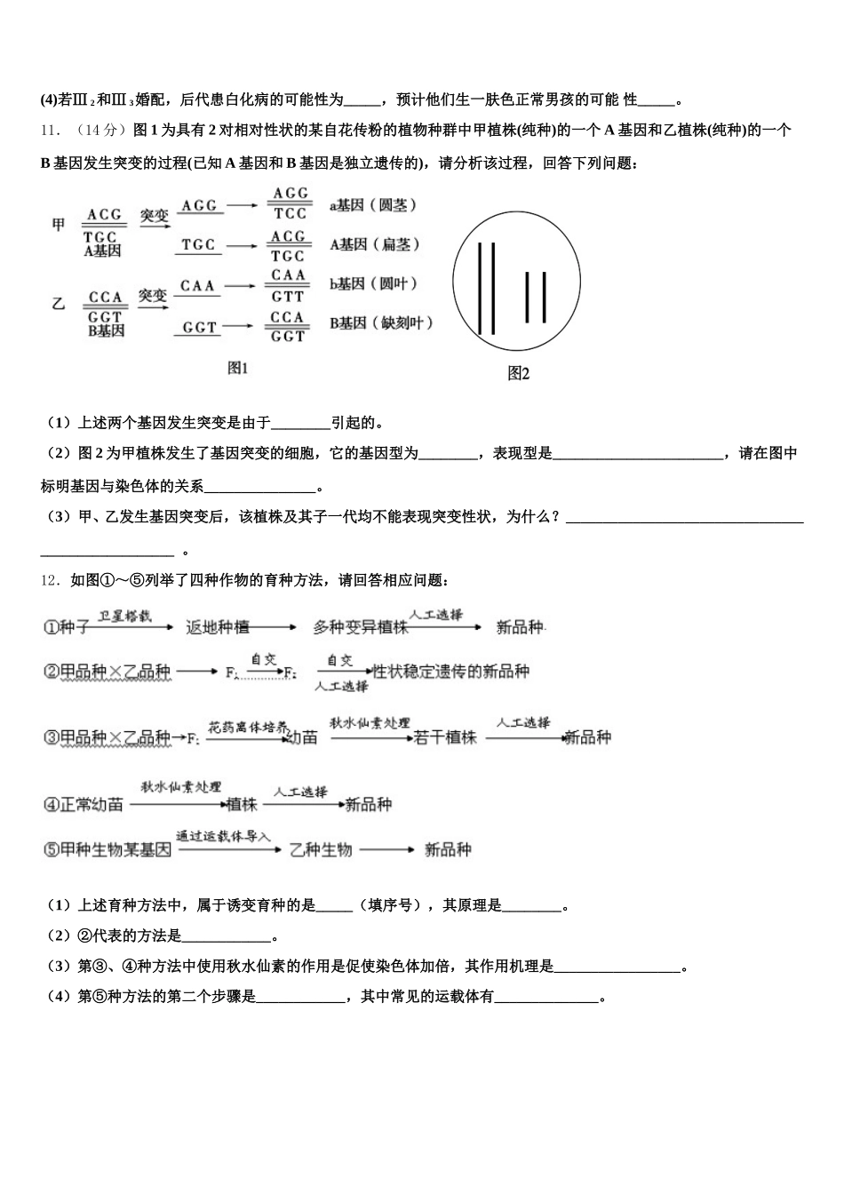 四川省成都七中嘉祥外国语学校高2024-2025学年生物高一第二学期期末调研试题含解析_第3页