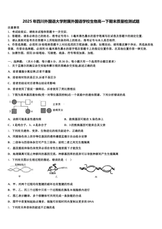 2025年四川外国语大学附属外国语学校生物高一下期末质量检测试题含解析