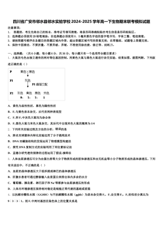四川省广安市邻水县邻水实验学校2024-2025学年高一下生物期末联考模拟试题含解析