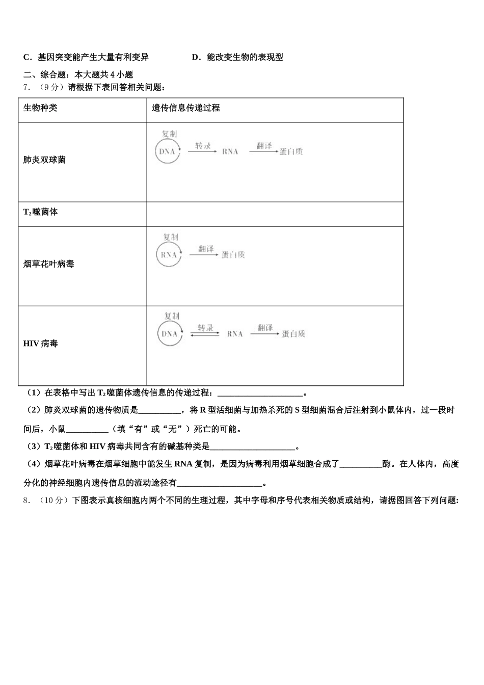 2025年四川省成都外国语生物高一下期末统考试题含解析_第2页
