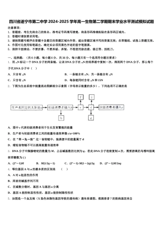 四川省遂宁市第二中学2024-2025学年高一生物第二学期期末学业水平测试模拟试题含解析