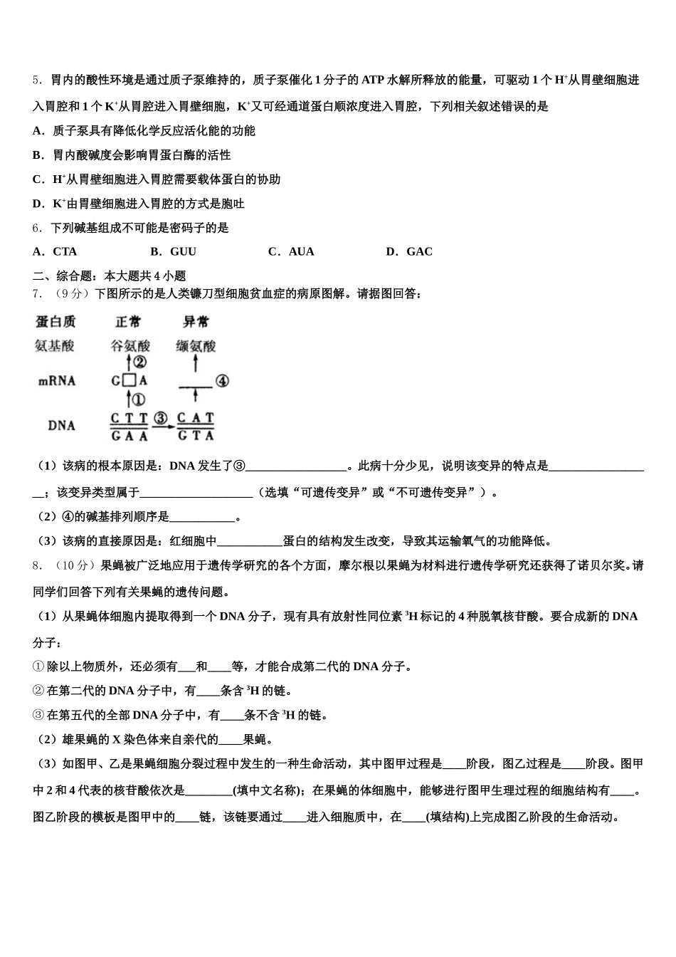 四川省邛崃市文昌中学校2025届高一下生物期末统考模拟试题含解析_第2页