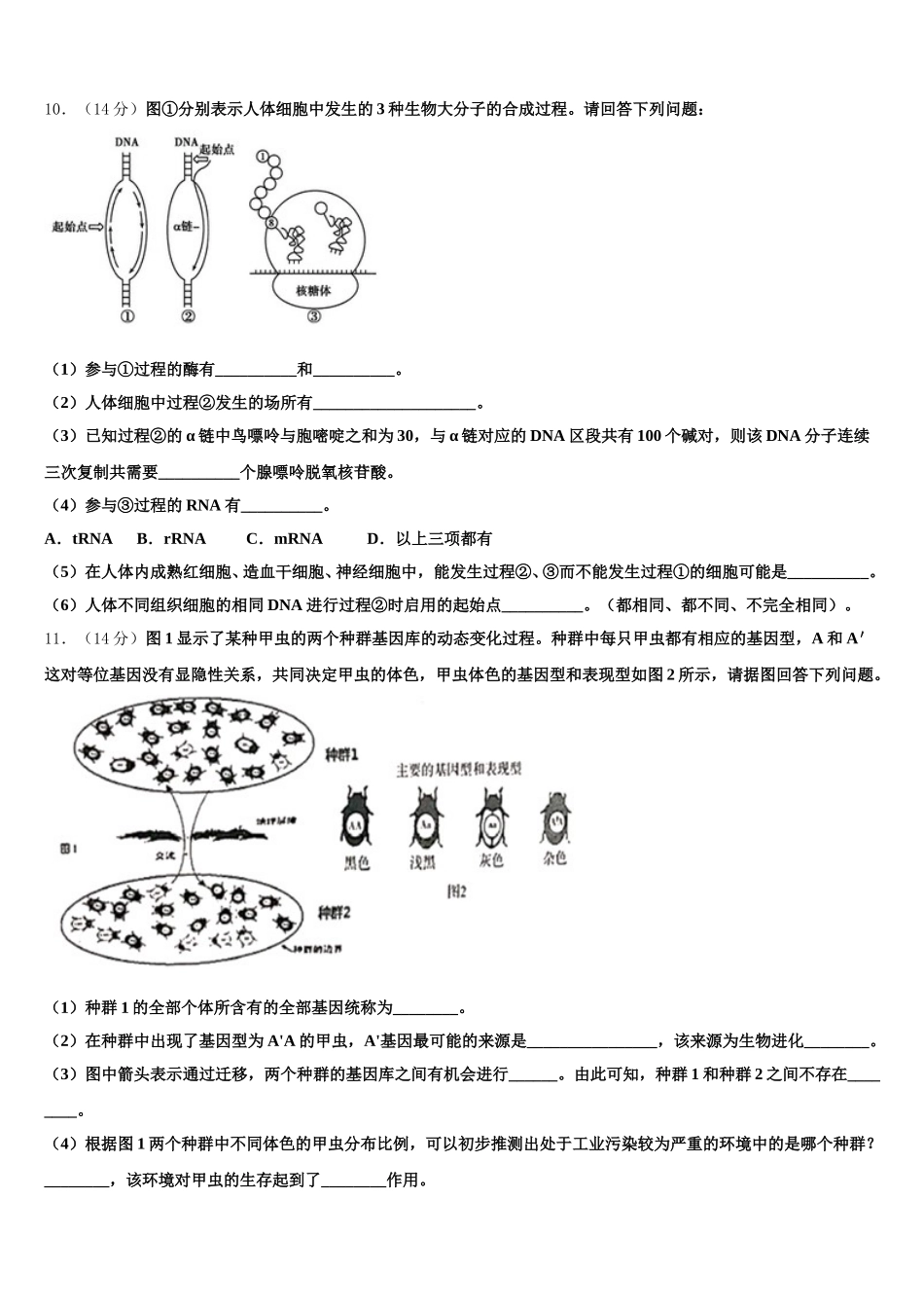 四川成都青羊区外国语学校2024-2025学年生物高一下期末统考模拟试题含解析_第3页