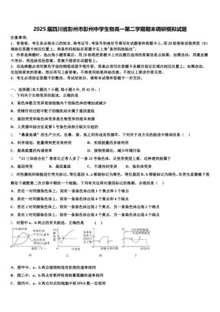 2025届四川省彭州市彭州中学生物高一第二学期期末调研模拟试题含解析