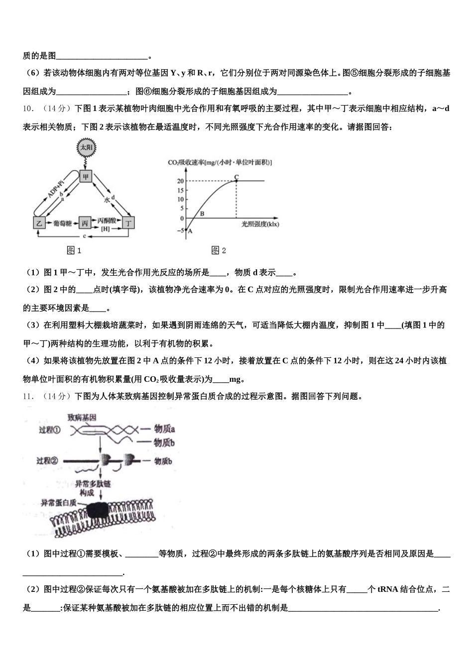 四川省成都市青羊区石室中学2024-2025学年生物高一下期末质量检测模拟试题含解析_第3页