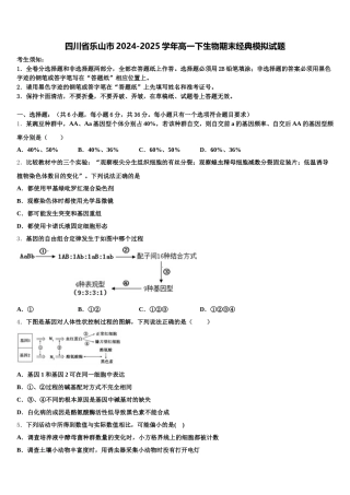 四川省乐山市2024-2025学年高一下生物期末经典模拟试题含解析