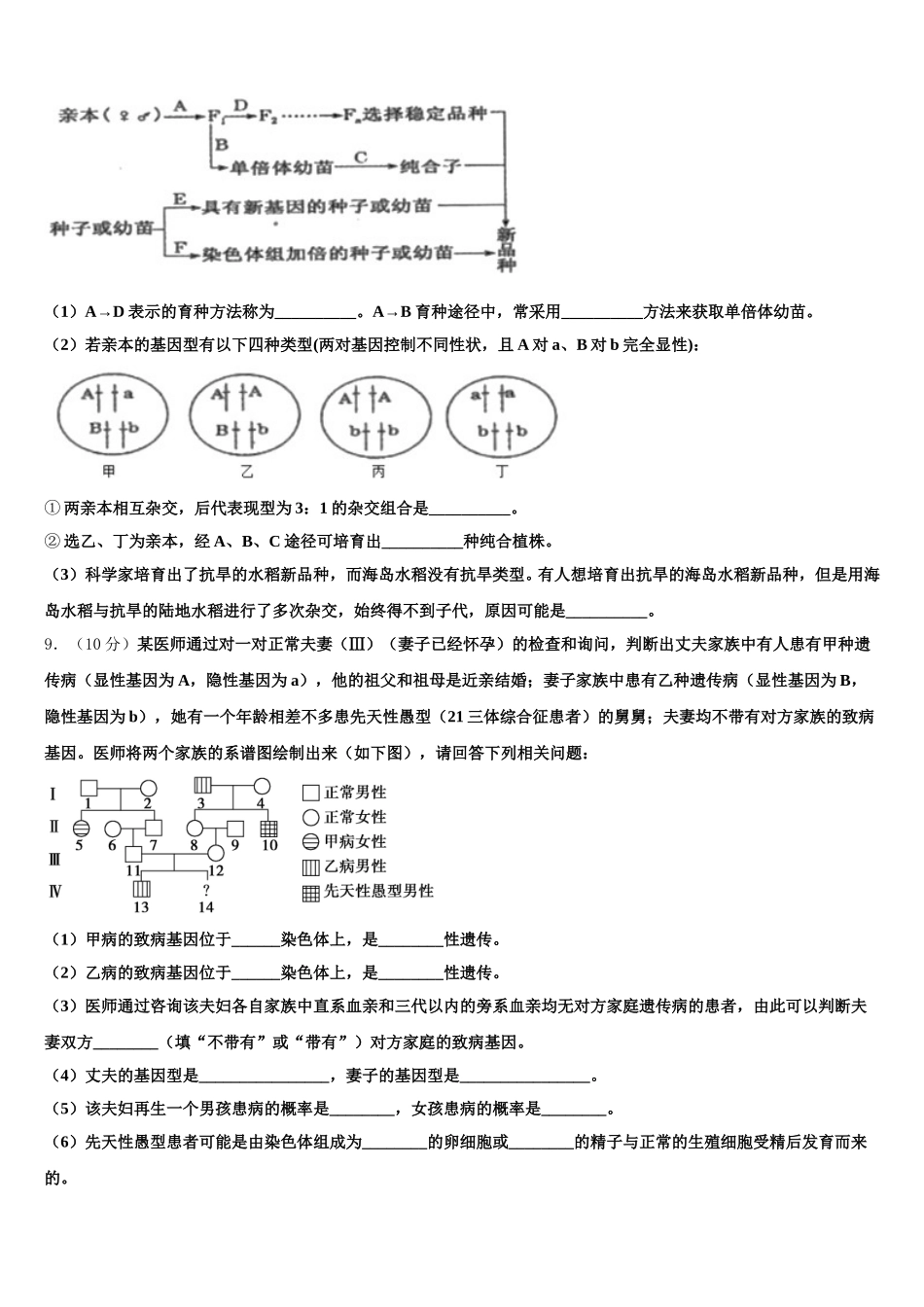 2025届四川省成都市实验中学高一生物第二学期期末调研模拟试题含解析_第3页