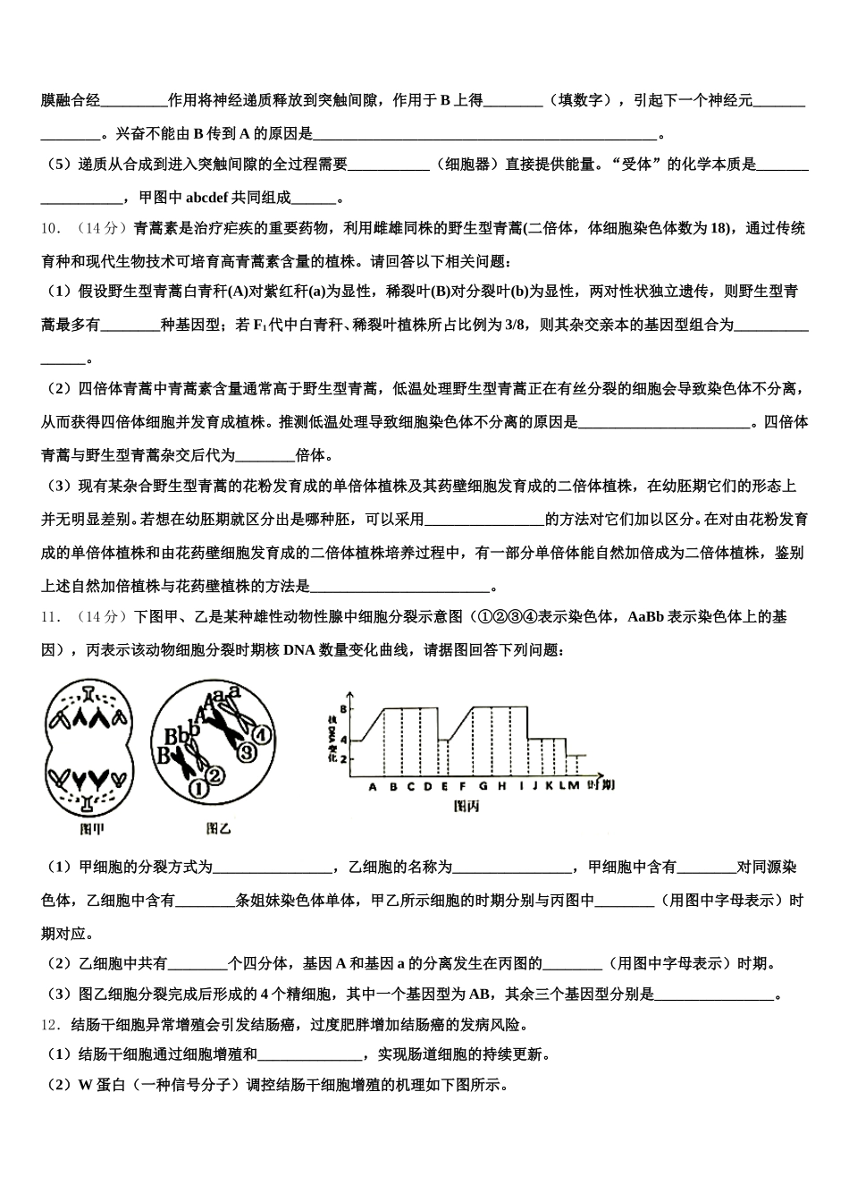 四川省广元市万达中学、八二一中学2025年高一下生物期末质量跟踪监视模拟试题含解析_第3页