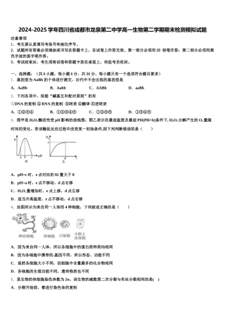 2024-2025学年四川省成都市龙泉第二中学高一生物第二学期期末检测模拟试题含解析