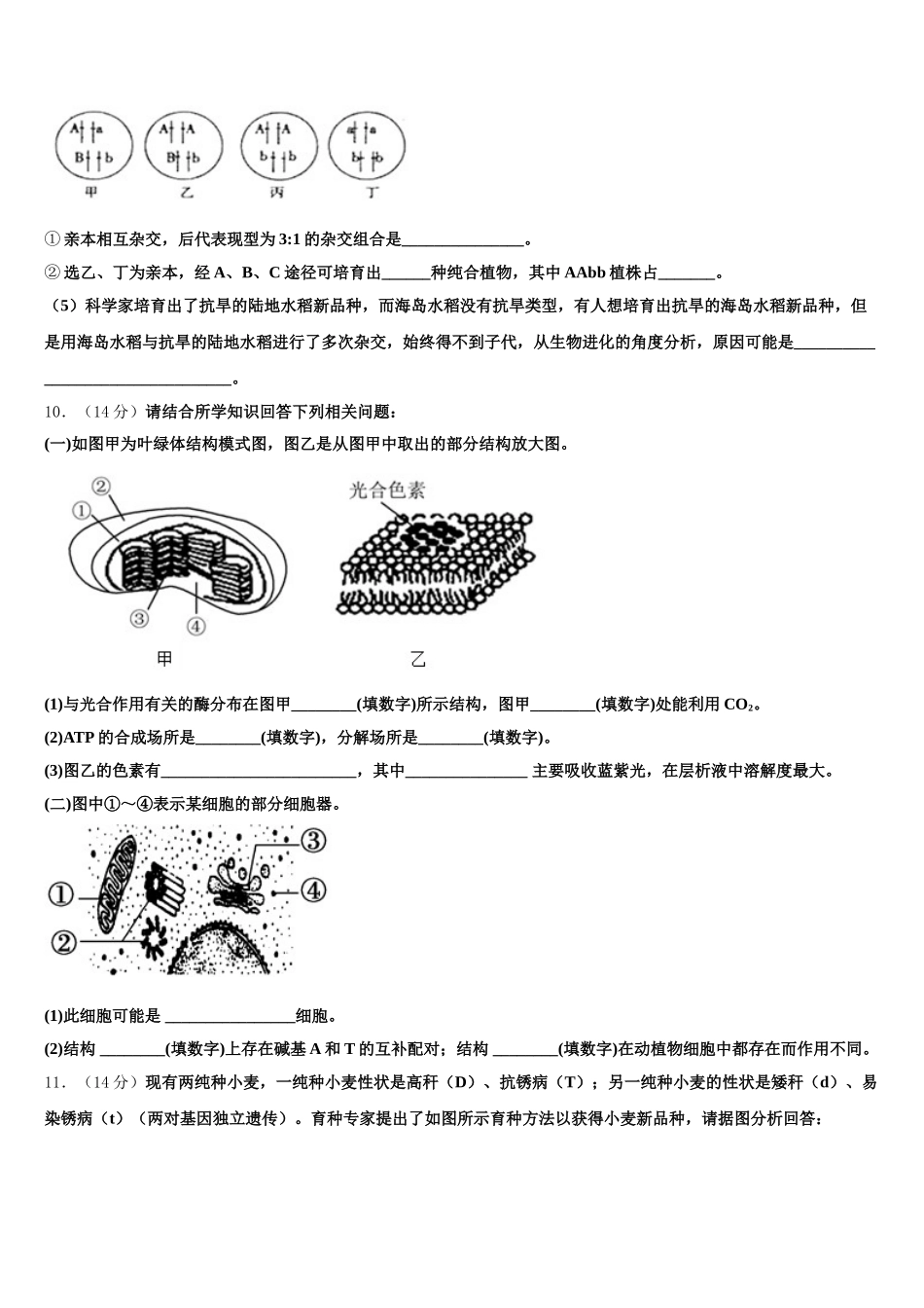 四川省2024-2025学年生物高一第二学期期末学业水平测试模拟试题含解析_第3页