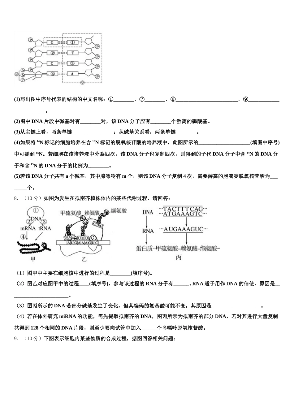 2025届成都石室中学生物高一第二学期期末经典试题含解析_第3页