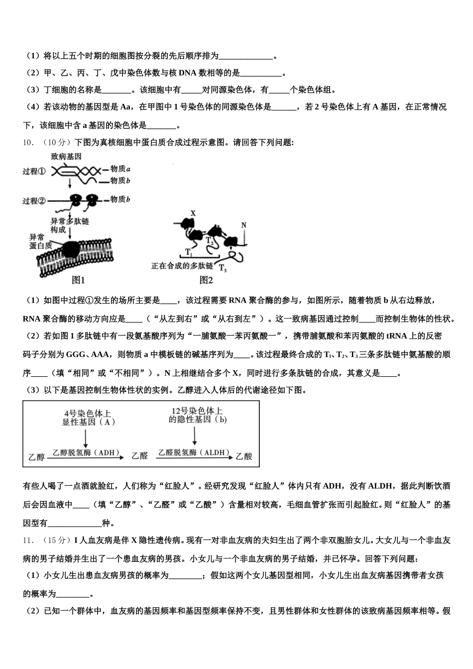 2024-2025学年四川省双流县棠湖中学高一生物第二学期期末复习检测试题含解析_第3页