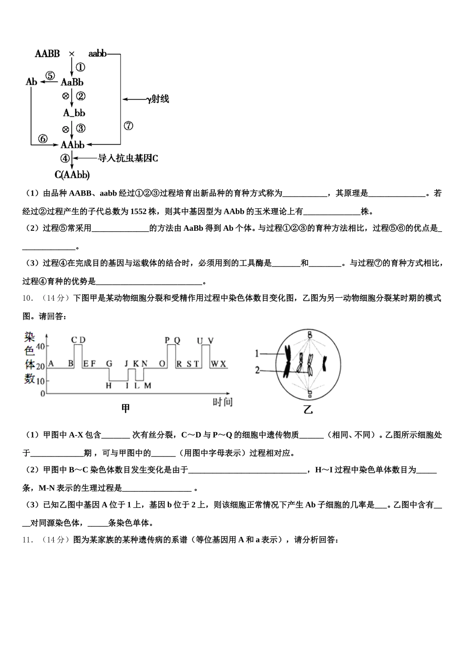 2025届四川省成都市高新区生物高一下期末达标测试试题含解析_第3页