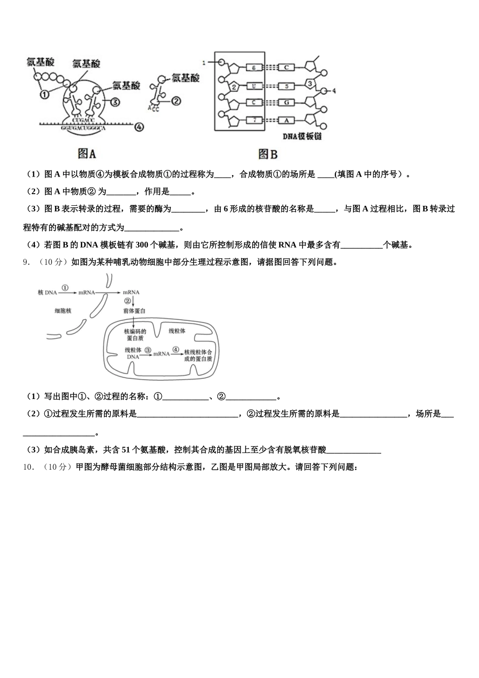2025届四川省宜宾县白花中学高一生物第二学期期末达标检测试题含解析_第3页