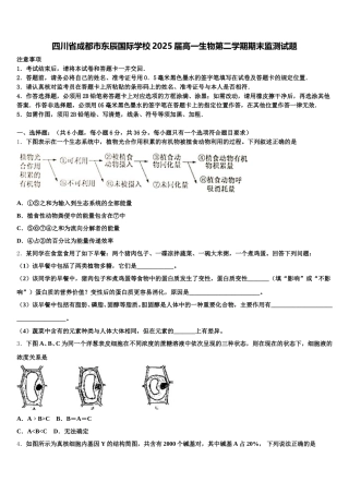 四川省成都市东辰国际学校2025届高一生物第二学期期末监测试题含解析