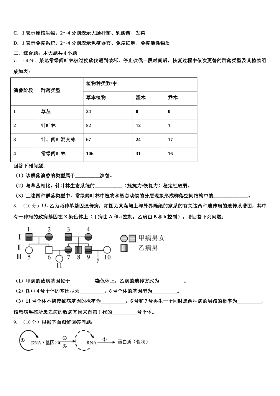 2024-2025学年四川省乐山市井研县井研中学高一生物第二学期期末经典试题含解析_第2页