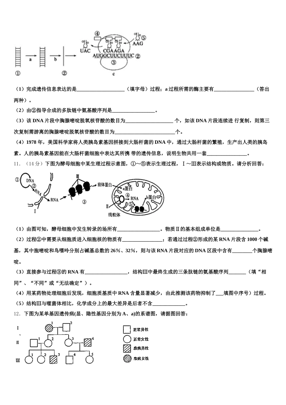 泸州市重点中学2025届生物高一第二学期期末教学质量检测模拟试题含解析_第3页