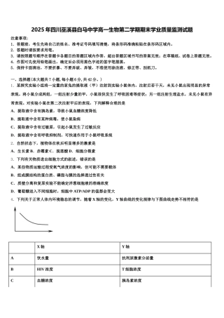 2025年四川巫溪县白马中学高一生物第二学期期末学业质量监测试题含解析