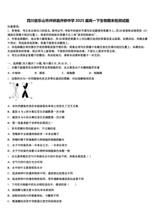 四川省乐山市井研县井研中学2025届高一下生物期末检测试题含解析