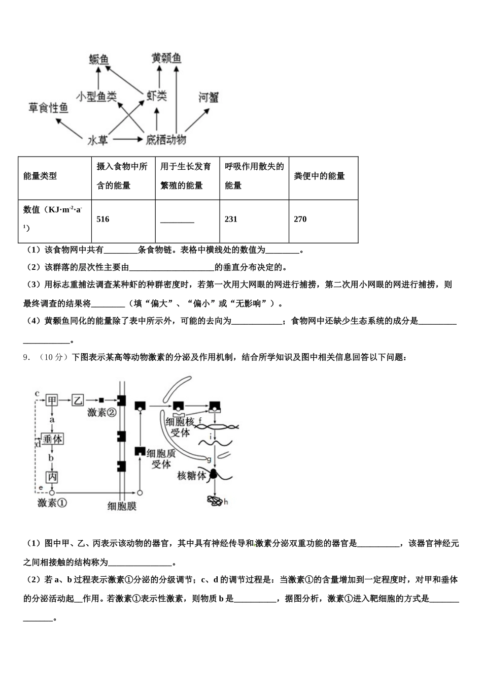 2024-2025学年四川省绵阳市绵阳南山中学高一下生物期末复习检测试题含解析_第3页