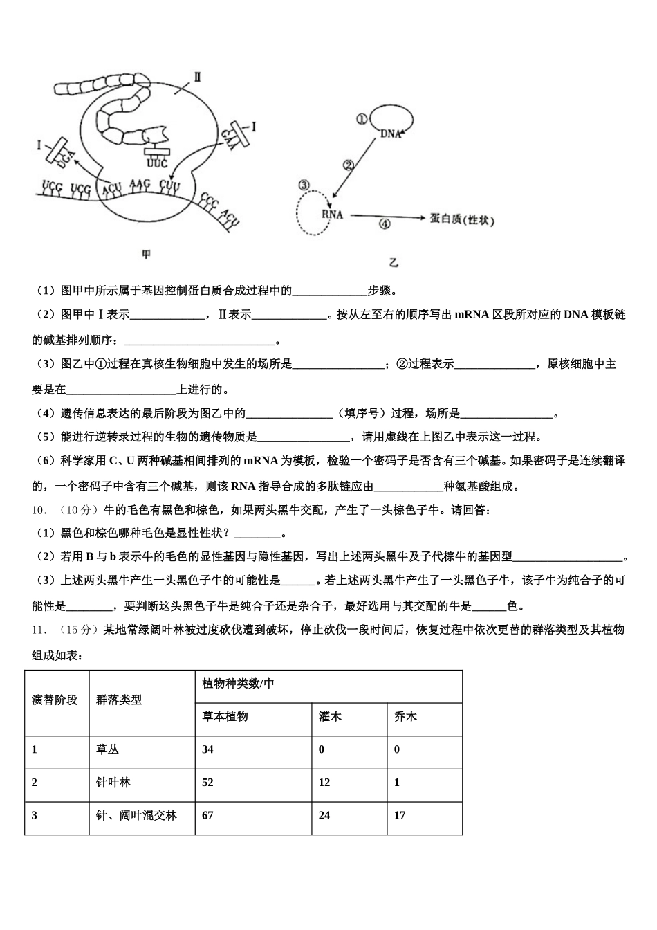 2024-2025学年四川省任隆中学高一下生物期末质量检测试题含解析_第3页