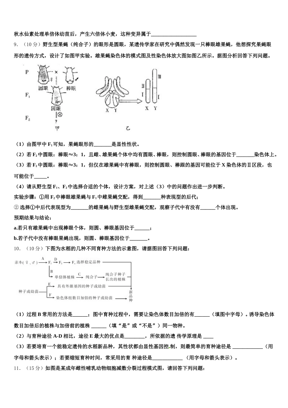 2024-2025学年四川省成都市成都外国语学校生物高一下期末考试模拟试题含解析_第3页
