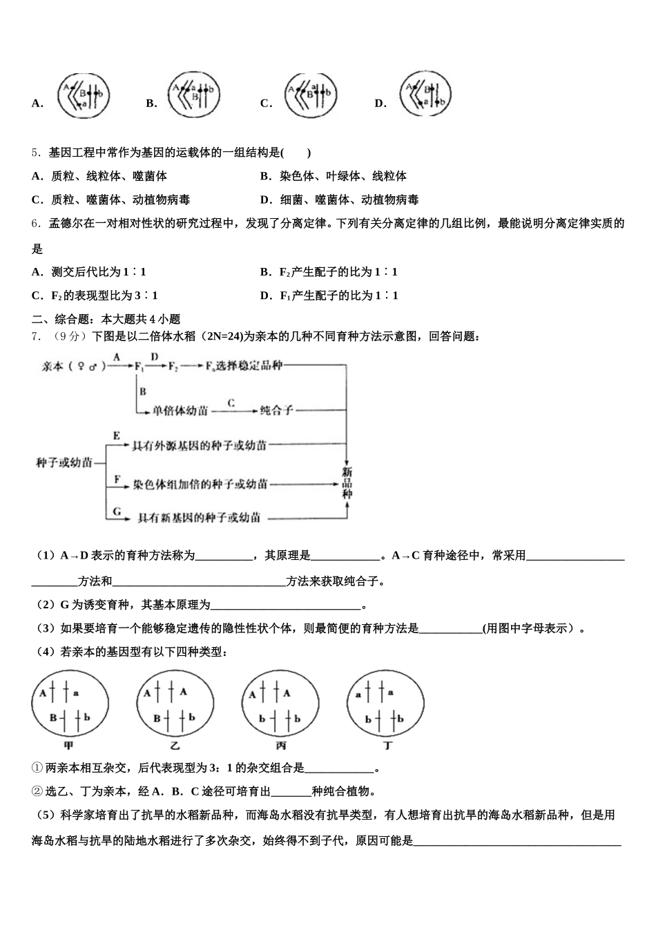2025年峨眉山市第七教育发展联盟高一下生物期末学业水平测试模拟试题含解析_第2页