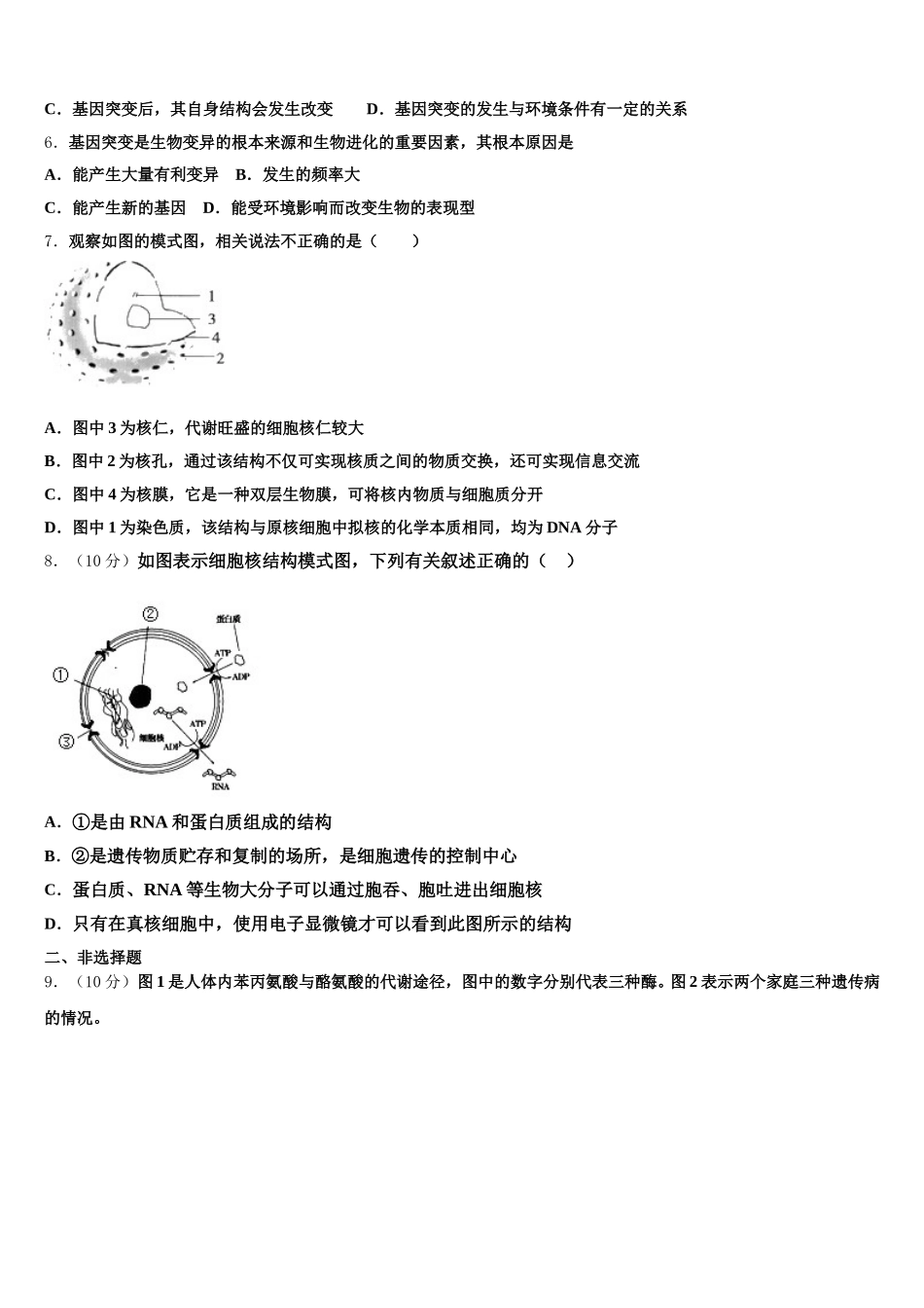 2025年四川省宜宾县白花中学高一生物第二学期期末质量检测试题含解析_第2页